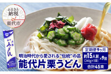 《 定期便 9ヶ月 》 うどん 能代片栗うどん 240g(約3人前)×5束×9回 合計45束 麺 乾麺 鍋 冷たい 温かい ざるうどん 鍋の締め