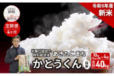 《定期便4ヶ月》 新米 白米 特別栽培米 秋田県産 あきたこまち 米屋が認めたお米 「かとうくん」10kg（5kg×2袋）×4回 合計40kg