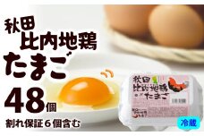 リピーター多数！ 秋田比内地鶏たまご48個(42個＋6個割れ保証) 50P5303　/ 国産 鶏 鳥 比内鶏 ひないどり 鶏卵 卵 玉子 たまご タマゴ ブランド お菓子 朝食 生卵 卵かけごはん TKG ゆでたまご オムレツ 親子丼 すき焼き 目玉焼き ふっくら 弾力 濃厚 黄身 美容 健康 取り寄せ 生活応援 まとめ買い 東北 秋田