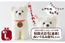 秋田犬白毛(鼻黒)ぬいぐるみ　座りＬサイズ 165P7304