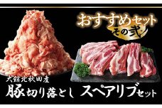 おすすめセット〜その弐〜（大館北秋田産豚肉切り落とし＆骨付きポークスペアリブ） 75P2154　/ 国産 秋田 ポーク 小分け 焼肉 炒めもの お弁当 おもてなし バーベキュー クリスマス パーティー 取り寄せ グルメ ご褒美 食材 東北 ギフト プレゼント 贈り物 母の日 父の日 敬老の日 誕生日 記念日 お祝い 祝