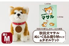 秋田犬マサル　ぬいぐるみ座りＭサイズ＆タオルケット 165P7308