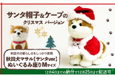 【サンタver】秋田犬マサルぬいぐるみ座りMサイズ 80P7310