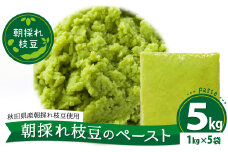 朝採れ枝豆のペースト5kg（1kg×5袋） 310P5701 / 秋田 秋田県 東北 大館 大館市 野菜 枝豆 豆 えだまめ エダマメ えだ豆 エダ豆 お取り寄せ おつまみ 朝採れ あきたほのか むき枝豆 むき豆 便利 手軽 むき身 製菓材料 冷凍 小分け ペースト