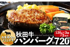 秋田牛ハンバーグ720g（120g×３個入２セット） 115P2601　/ 国産 ご当地 牛 beef ビーフ ブランド 肉 お手軽 簡単 調理 ハンバーグ チョイめし おかず ごはん お取り寄せ グルメ 東北 秋田 焼き 冷凍