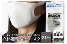 クールマックス使用の洗ってくりかえし使える立体速乾ニットマスク（グレー）日本製 洗える 吸汗