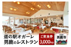 男鹿のレストラン ご飲食券 チケット 3,000円分（1,000円×3枚）道の駅オガーレ 東洋一の海岸線にある男鹿のレストラン 秋田県 男鹿市