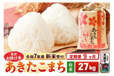 《令和7年産 新米受付》《定期便9ヶ月》【白米】家計お助け米 あきたこまち 27kg
