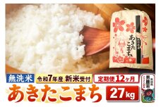 《令和7年産 新米受付》《定期便12ヶ月》【無洗米】秋田県産 あきたこまち 27kg