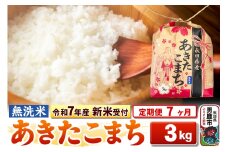 《令和7年産 新米受付》《定期便7ヶ月》【無洗米】秋田県産 あきたこまち 3kg 秋田県 男鹿市 こまちライン