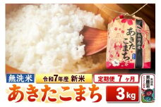 《定期便7ヶ月》令和7年産 新米【無洗米】秋田県産 あきたこまち 3kg 秋田県 男鹿市 こまちライン