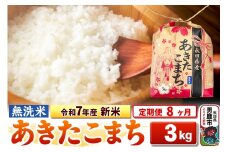 《定期便8ヶ月》令和7年産 新米【無洗米】秋田県産 あきたこまち 3kg 秋田県 男鹿市 こまちライン