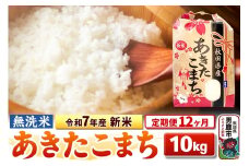 《定期便12ヶ月》令和7年産 新米 【無洗米】 あきたこまち 10kg（5kg×2袋）