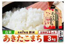 《定期便12ヶ月》令和7年産 新米【白米】秋田県産 あきたこまち 3kg 秋田県 男鹿市 こまちライン