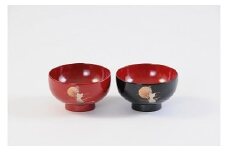 川連漆器 夫婦坪汁椀木箱入 月と猫【(株)佐藤商事】[C5503]