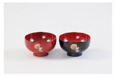 川連漆器 夫婦坪汁椀木箱入 月と猫【(株)佐藤商事】[C5503]
