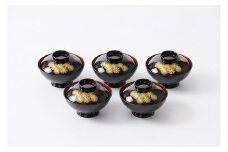 川連漆器 吸物椀 溜内朱 唐松 5客【山田漆器店】[F5605]