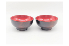 川連漆器 木目汁椀 ペア【佐藤豊八商店】[B5-5801]