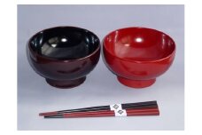 川連漆器 夫婦大椀 箸付き【(株)阿部健吉商店】[D5303]