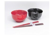川連漆器 燻椀 夫婦小丼 すべらない箸セット【秋田県漆器工業協同組合】[N2-5401]