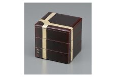 川連漆器 三段重箱 6.5分溜内朱【山田漆器店】[F5604]