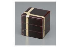 川連漆器 三段重箱 6.5分溜内朱【山田漆器店】[F5604]