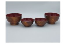 拭き漆木目うどん椀と汁椀セット【丸利漆工所】[D2-5701]