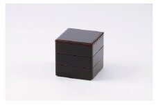 川連漆器 5.5寸角三段重【寿次郎漆工芸】[F6004]