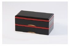 川連漆器 長角二段重トレー付【寿次郎漆工芸】[F6005]