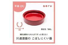 aeru 川連漆器のこぼしにくい器 平皿 赤紅【(株)和える】[D15602]