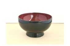 川連漆器 黒内朱 そば椀【(株)佐藤商事】[H2-5503]