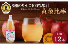 【定期便 3ヵ月】木村さんちの葉取らずりんご100％果汁 りんごジュース 1L×12本【録政園】 葉とらず はとらず 林檎 リンゴ りんご 完熟 極 甘い フレッシュ 果物 くだもの フルーツ 秋田県 秋田 あきた 鹿角市 鹿角 かづの ジュース