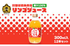 秋田県鹿角産 果汁100%リンゴジュース  300ml×12本入【ケーケー農園】飲みきりタイプ りんごジュース ストレート 果汁 さっぱり リンゴ 完熟 旬 お中元 お歳暮 贈り物 お見舞い グルメ ギフト 故郷 秋田 あきた 鹿角市 鹿角 送料無料