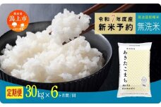 《先行予約》 無洗米 定期便 あきたこまち 令和7年産 30kg(5kg×6) × 6ヶ月 選べる 容量 5kg袋 小分け 選べるお届け回数 3ヶ月 6ヶ月 12ヶ月 米 グルメ こめ コメ 【秋田のこまち農場】