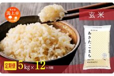 《新米 先行予約 10月発送》 定期便 玄 米 あきたこまち 令和7年産 玄米 5kg(5kg×1) × 12ヶ月 5kg袋 選べる容量 定期 5キロ 小分け 3ヶ月 6ヶ月 12ヶ月 3回 6回 12回 米 お米 おこめ コスパ こめ コメ kome 潟上市 秋田県 送料無料 【秋田のこまち農場】