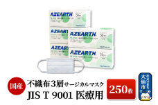 不織布３層サージカルマスク [JIS T 9001 医療用マスククラス2] 250枚 国産