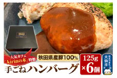 秋田県産豚１００％ 手ごねハンバーグ 6個【kirinの木特製】