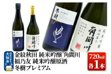 日本酒 地酒飲み比べ 福乃友 純米吟醸原酒 冬樹プレミアム／金紋秋田 純米吟醸 角間川  各720ml