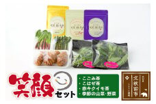 『笑顔セット』季節の山菜・野菜と、こごみ 茶・こはぜ 茶・キクイモ 茶のセット！アントシアニン ポリフェノール ビタミン ミネラル 酵素 が 豊富 