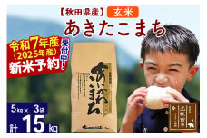 ※令和7年産 新米予約※秋田県産 あきたこまち 15kg【玄米】(5kg小分け袋)【1回のみお届け】2025産 お米 藤岡農産
