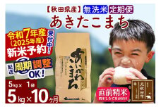 ※令和7年産 新米予約※《定期便10ヶ月》秋田県産 あきたこまち 5kg【無洗米】(5kg小分け袋) 2025年産 お届け周期調整可能 隔月に調整OK お米 藤岡農産