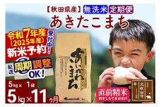 ※令和7年産 新米予約※《定期便11ヶ月》秋田県産 あきたこまち 5kg【無洗米】(5kg小分け袋) 2025年産 お届け周期調整可能 隔月に調整OK お米 藤岡農産