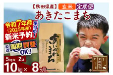 ※令和7年産 新米予約※《定期便8ヶ月》秋田県産 あきたこまち 10kg【玄米】(5kg小分け袋) 2025年産 お届け周期調整可能 隔月に調整OK お米 藤岡農産