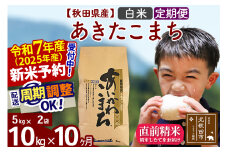 ※令和7年産 新米予約※《定期便10ヶ月》秋田県産 あきたこまち 10kg【白米】(5kg小分け袋) 2025年産 お届け周期調整可能 隔月に調整OK お米 藤岡農産