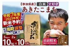 ※令和7年産 新米予約※《定期便10ヶ月》秋田県産 あきたこまち 10kg【白米】(5kg小分け袋) 2025年産 お届け時期選べる お届け周期調整可能 隔月に調整OK お米 藤岡農産