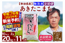 ※令和7年産 新米予約※《定期便11ヶ月》秋田県産 あきたこまち 20kg【無洗米】(10kg袋) 2025年産 お届け周期調整可能 隔月に調整OK お米 みそらファーム