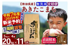 ※令和7年産 新米予約※《定期便11ヶ月》秋田県産 あきたこまち 20kg【無洗米】(5kg小分け袋) 2025年産 お届け周期調整可能 隔月に調整OK お米 藤岡農産