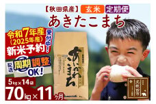 ※令和7年産 新米予約※《定期便11ヶ月》秋田県産 あきたこまち 70kg【玄米】(5kg小分け袋) 2025年産 お届け周期調整可能 隔月に調整OK お米 藤岡農産