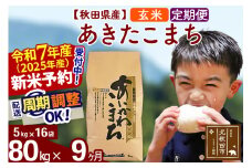 ※令和7年産 新米予約※《定期便9ヶ月》秋田県産 あきたこまち 80kg【玄米】(5kg小分け袋) 2025年産 お届け周期調整可能 隔月に調整OK お米 藤岡農産