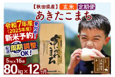 ※令和7年産 新米予約※《定期便12ヶ月》秋田県産 あきたこまち 80kg【玄米】(5kg小分け袋) 2025年産 お届け周期調整可能 隔月に調整OK お米 藤岡農産